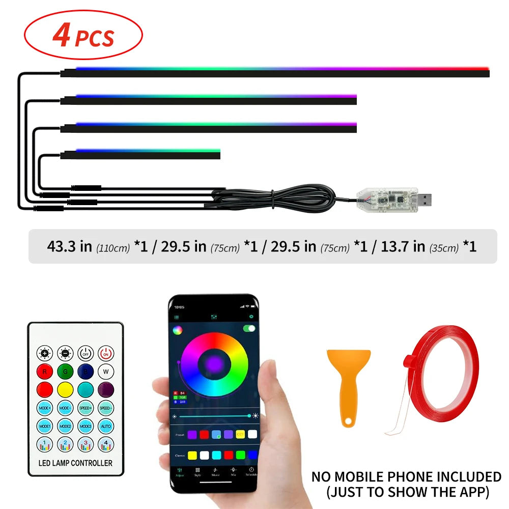 Car Interior Ambient Light Kit package contents