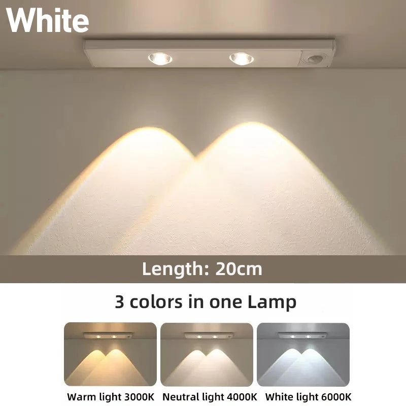 Motion Sensor Cabinet Light shown in use at night