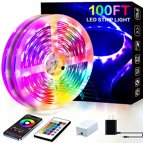 Music Sync LED Strip Lights glowing behind a TV
