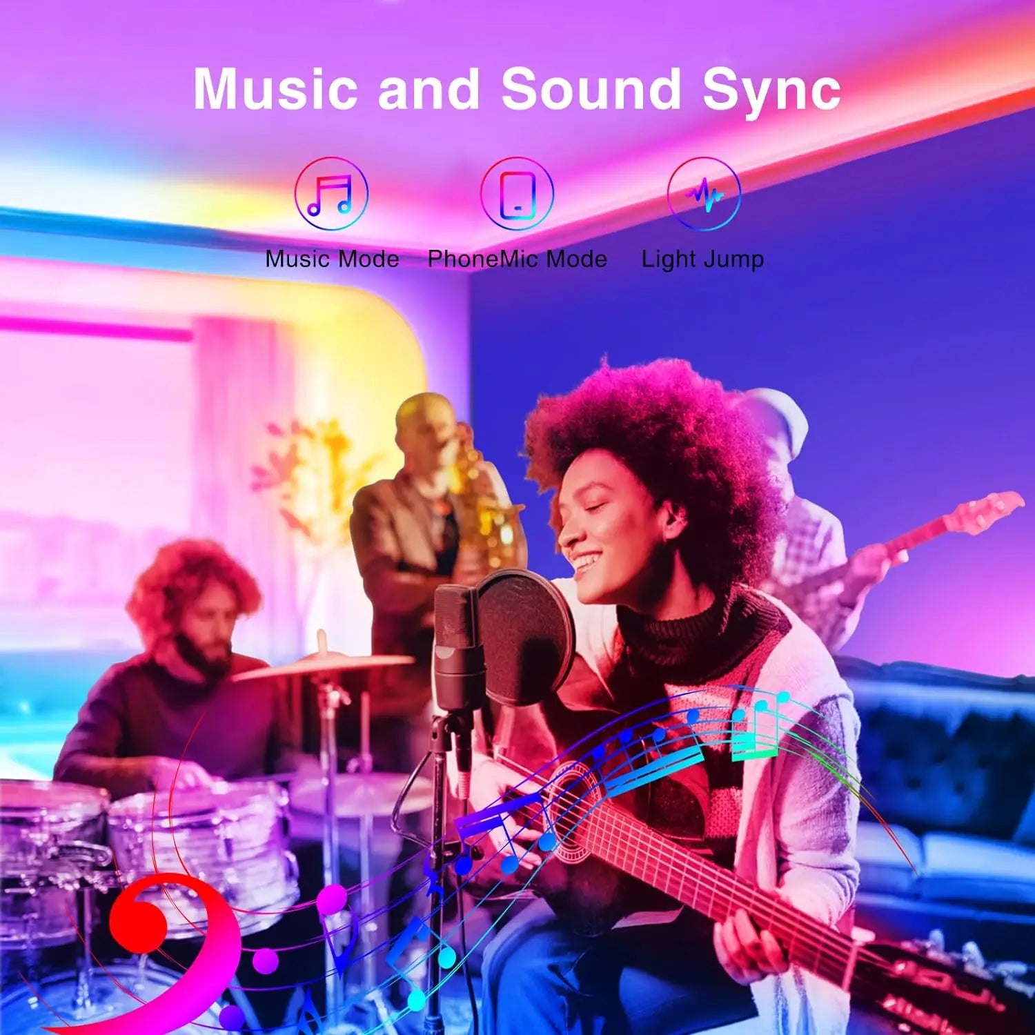 Music Sync LED Strip Lights syncing to music