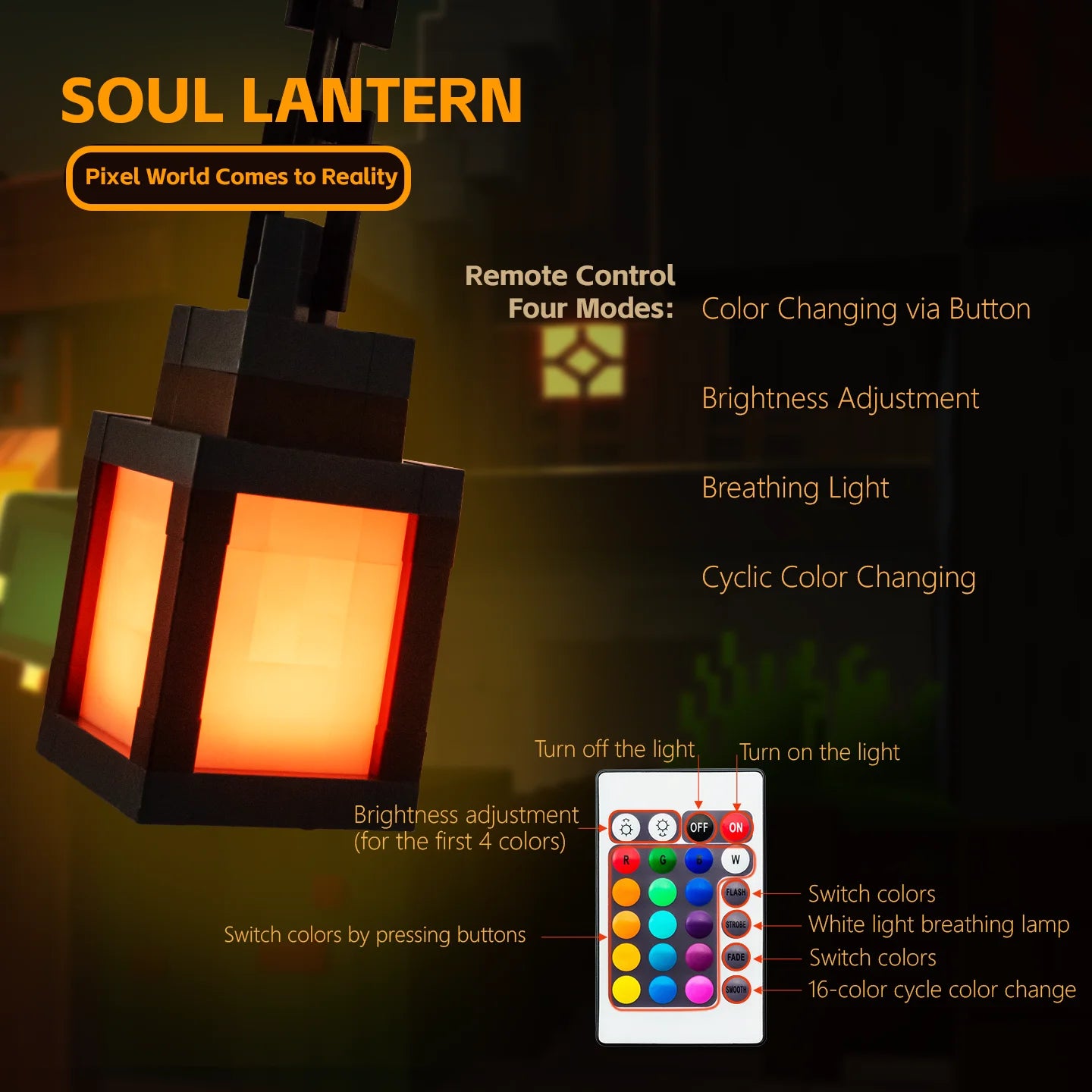 Pixel Lantern Night Light in a different colour mode