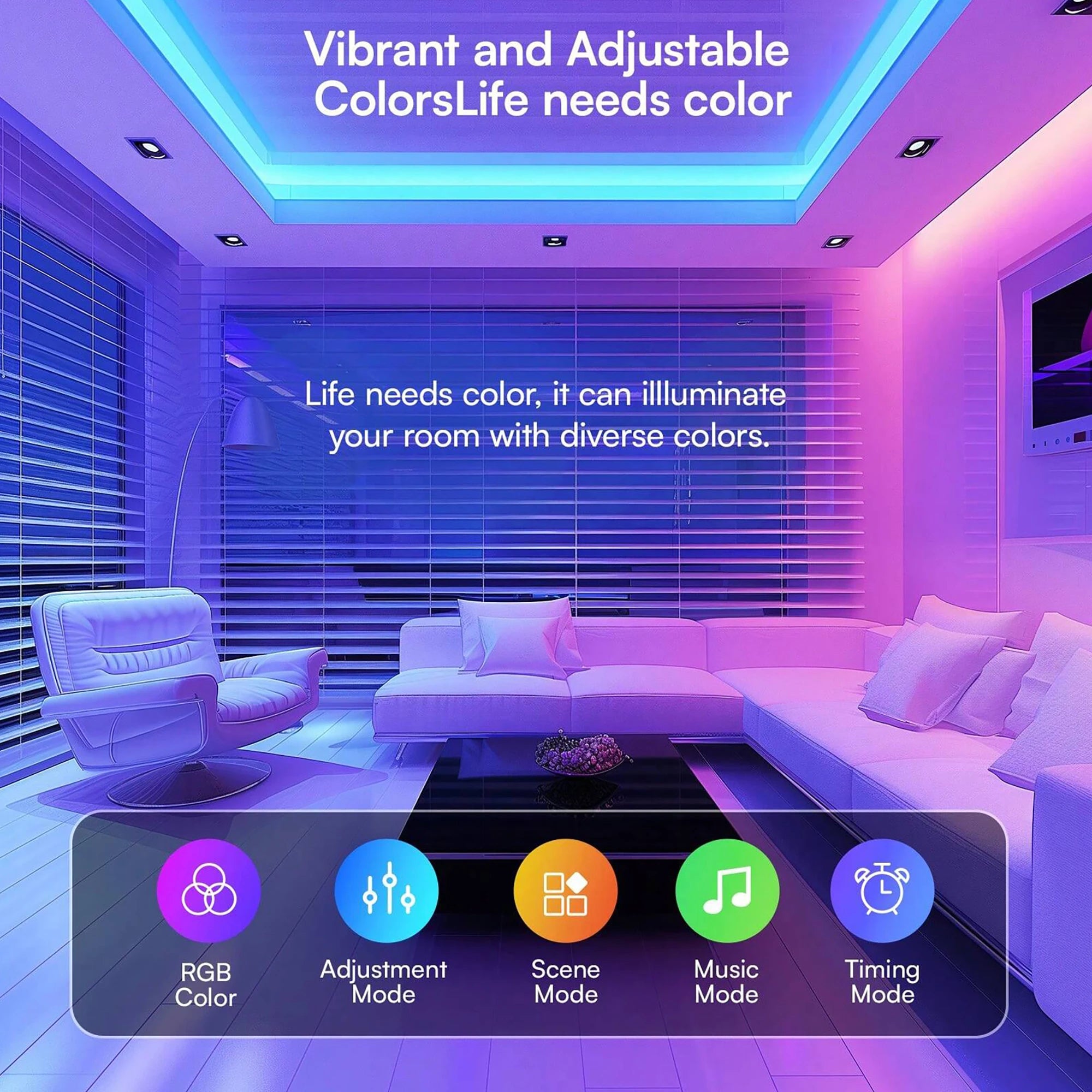 Music Sync LED Strip Lights remote and app control