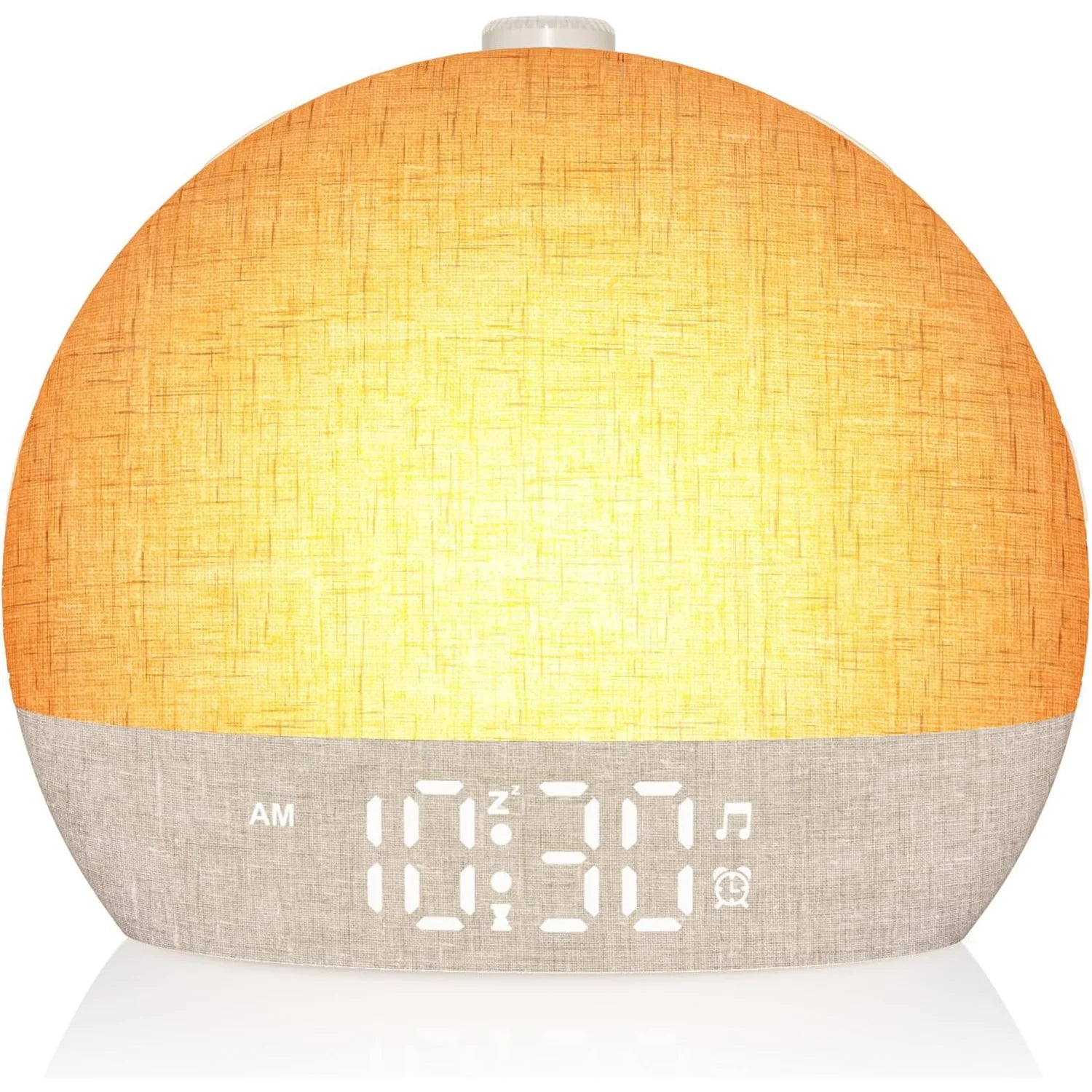 Sunrise Alarm Wake-Up Light glowing on a bedside table