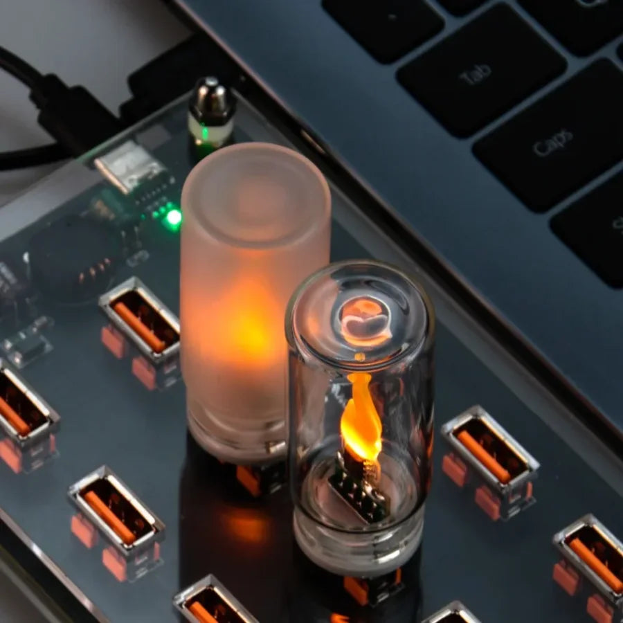 Flame Flicker Candle Light glowing on a desk